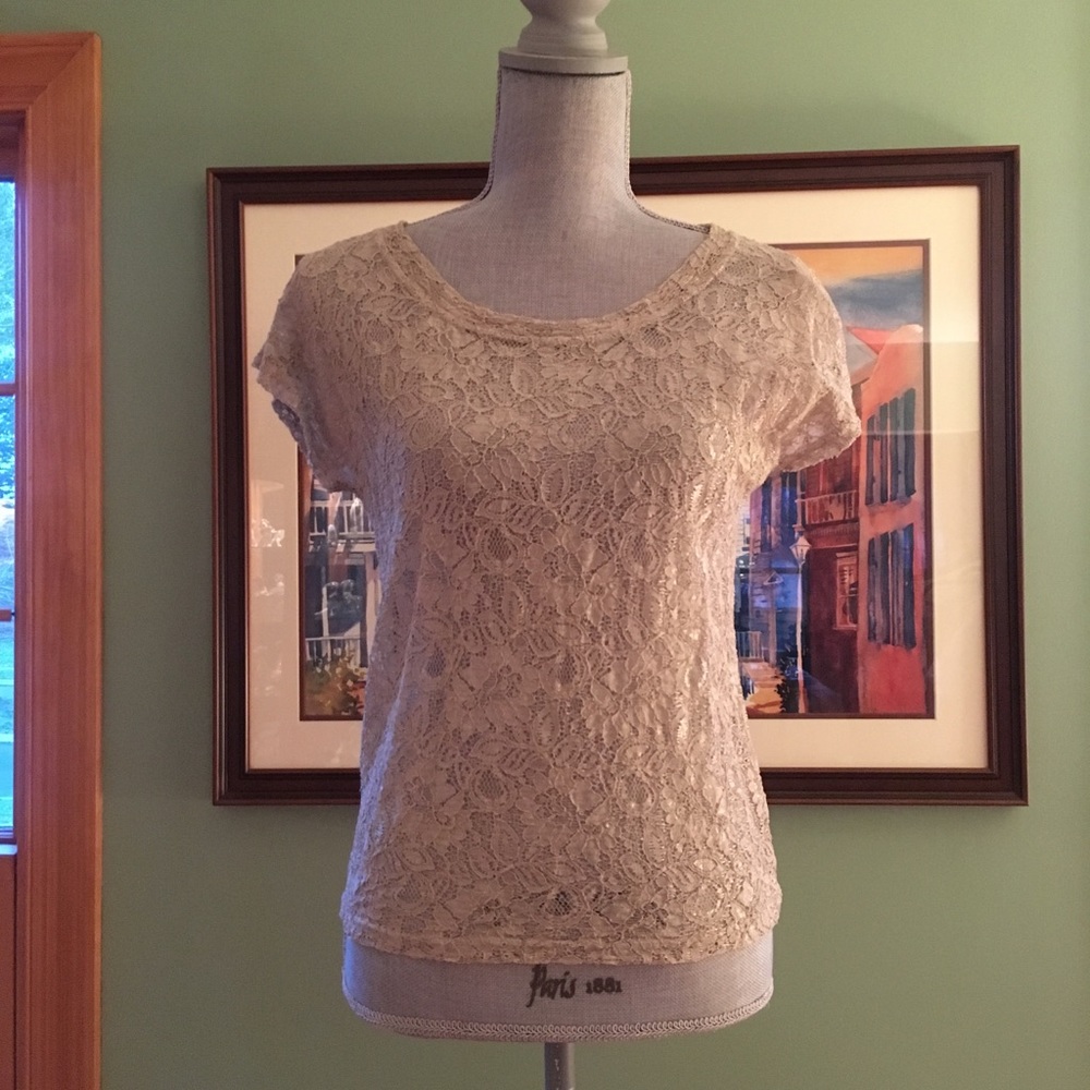 Ultra pink small champagne lace top